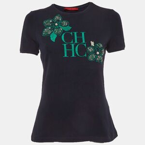 Ch Carolina Herrera Navy Blue Jersey Embroidered T-Shirt S